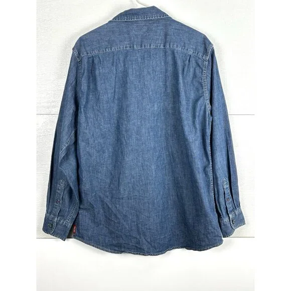Wrangler Denim Shirt Adult Large Blue Denim - Picture 2 of 16